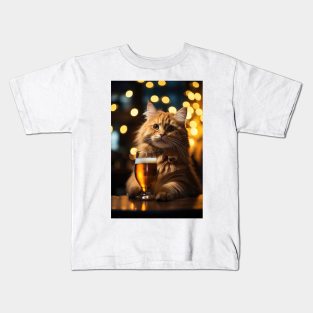 Hard Working Hard Drinking Cat Kids T-Shirt